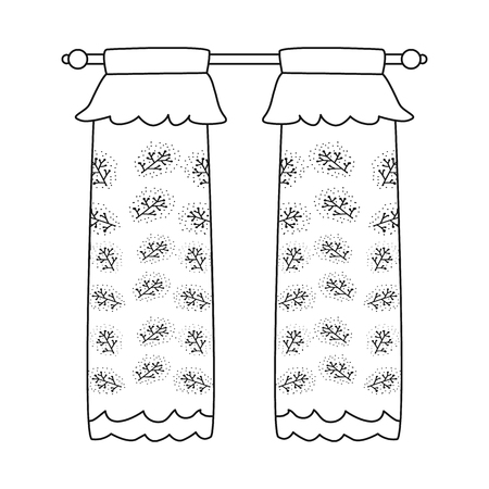 Vector illustration of curtain and window symbol. Collection of curtain and material stock symbol for web.のイラスト素材
