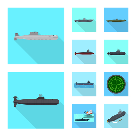 Vector illustration of military and nuclear sign. Collection of military and ship vector icon for stock.のイラスト素材
