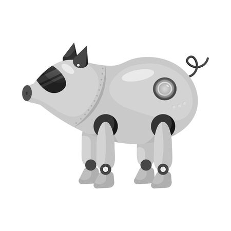 Vector illustration of pig and robotic logo. Collection of pig and cybernetics stock symbol for web.のイラスト素材
