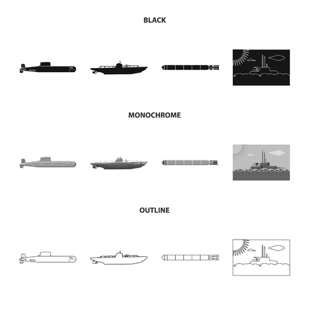 Vector design of war  and ship logo. Collection of war  and fleet vector icon for stock.のイラスト素材