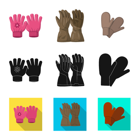 Isolated object of glove and winter sign. Set of glove and equipment stock vector illustration.のイラスト素材