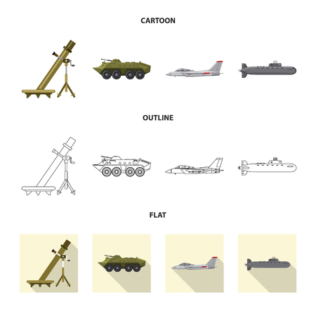 Vector design of weapon and gun icon. Collection of weapon and army stock vector illustration.のイラスト素材