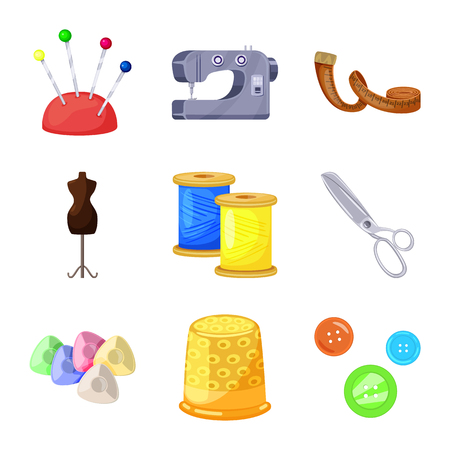 Vector illustration of atelier and sewing symbol. Collection of atelier and tailoring stock symbol for web.のイラスト素材