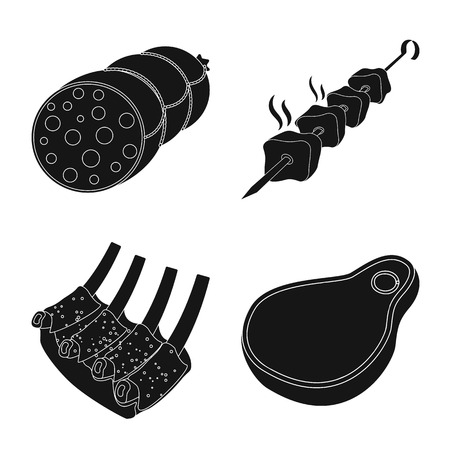 Isolated object of meat and ham sign. Collection of meat and cooking stock symbol for web.のイラスト素材