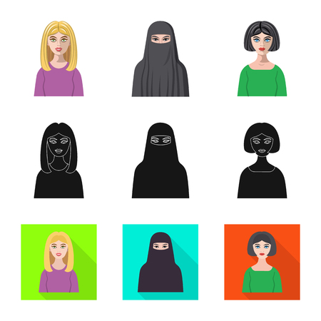 Isolated object of hairstyle and profession. Set of hairstyle and character  stock vector illustration.のイラスト素材