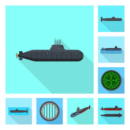 Vector illustration of military and nuclear sign. Collection of military and ship stock vector illustration.のイラスト素材
