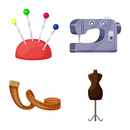 Vector design of atelier and sewing logo. Collection of atelier and tailoring stock symbol for web.のイラスト素材