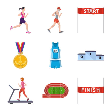 Vector design of step and sprint icon. Set of step and sprinter  stock vector illustration.のイラスト素材