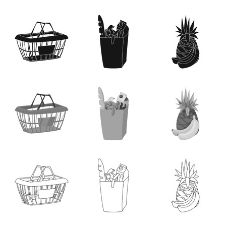 Vector illustration of food and drink icon. Collection of food and store stock symbol for web.のイラスト素材
