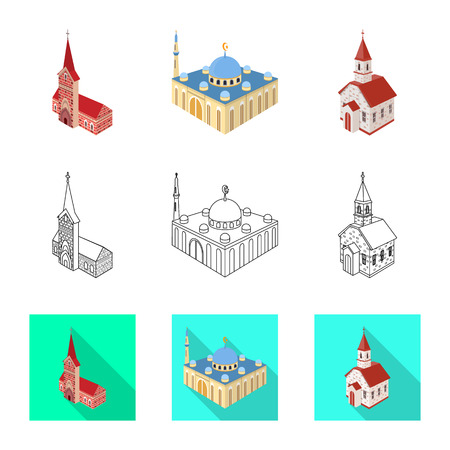 Isolated object of temple and historic symbol. Collection of temple and faith stock symbol for web.のイラスト素材