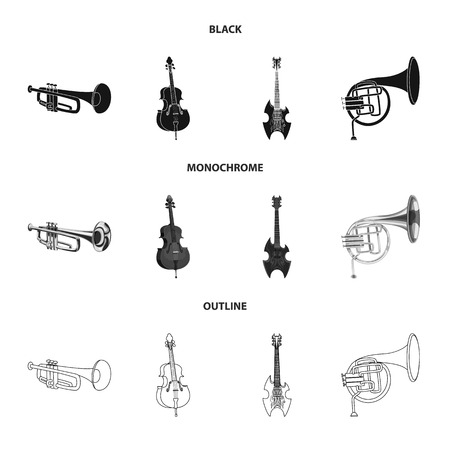 Vector illustration of music and tune sign. Set of music and tool stock vector illustration.のイラスト素材