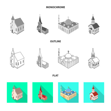 Vector illustration of temple and historic symbol. Set of temple and faith stock symbol for web.のイラスト素材