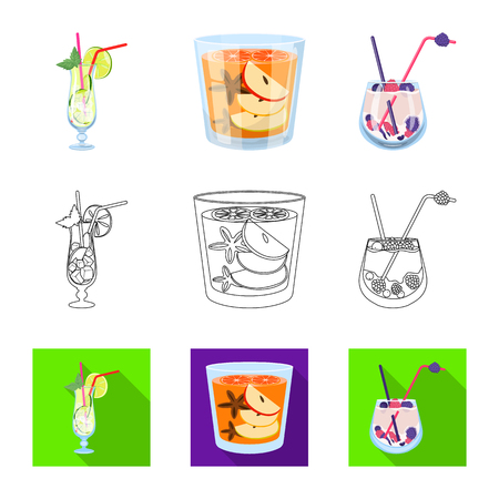 Vector illustration of liquor and restaurant icon. Collection of liquor and ingredient stock symbol for web.のイラスト素材