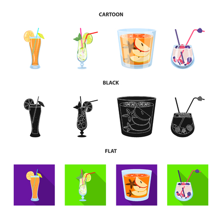 Isolated object of liquor and restaurant symbol. Set of liquor and ingredient stock vector illustration.のイラスト素材