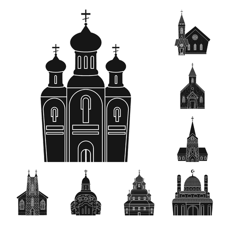 Isolated object of house and parish sign. Collection of house and building vector icon for stock.のイラスト素材