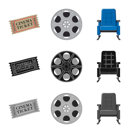 Vector design of television and filming symbol. Collection of television and viewing stock vector illustration.のイラスト素材
