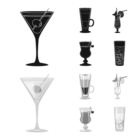 Isolated object of liquor and restaurant sign. Set of liquor and ingredient stock vector illustration.のイラスト素材