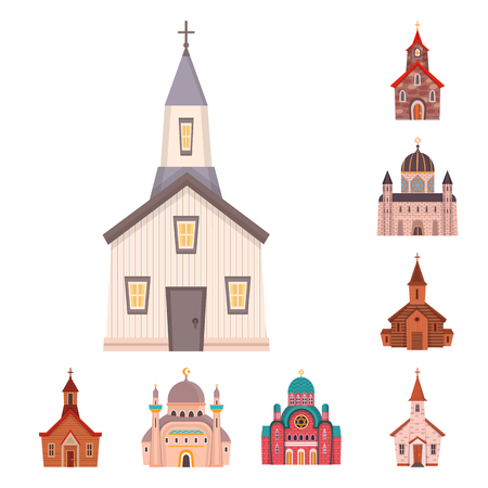 Vector design of religion and building logo. Collection of religion and faith vector icon for stock.のイラスト素材