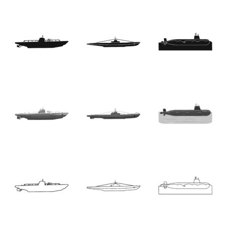 Vector design of war  and ship symbol. Set of war  and fleet vector icon for stock.のイラスト素材