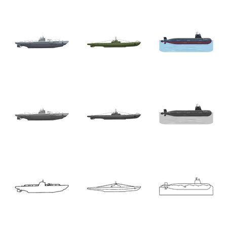 Vector design of war  and ship sign. Collection of war  and fleet stock vector illustration.のイラスト素材