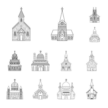 Isolated object of architecture and faith icon. Set of architecture and temple vector icon for stock.のイラスト素材