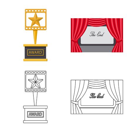 Vector design of television and filming logo. Collection of television and viewing stock symbol for web.のイラスト素材