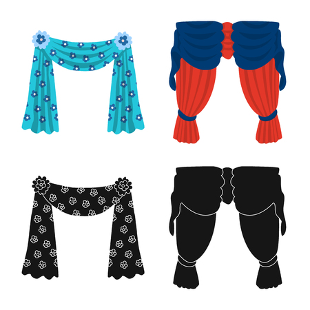 Vector design of curtains and drapes logo. Set of curtains and blinds stock symbol for web.のイラスト素材