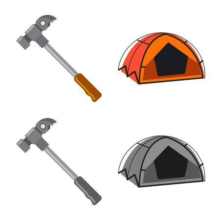 Vector design of mountaineering and peak icon. Set of mountaineering and camp vector icon for stock.のイラスト素材