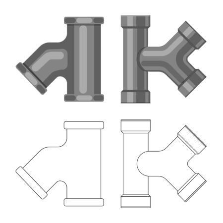 Vector design of pipe and tube. Set of pipe and pipeline stock vector illustration.のイラスト素材