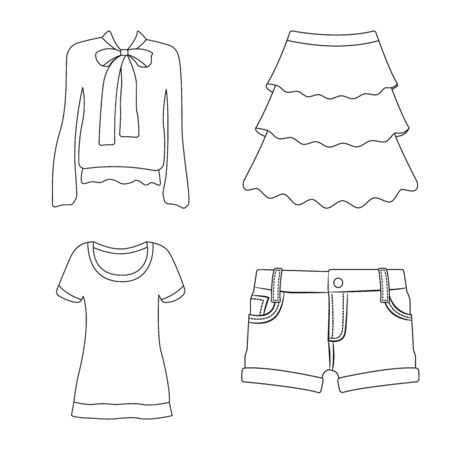 Vector design of woman and clothing sign. Set of woman and wear stock vector illustration.のイラスト素材