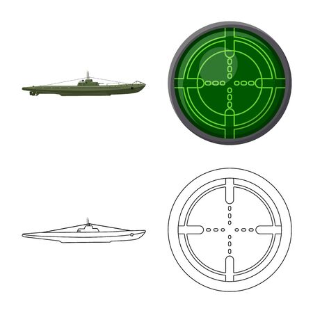 Vector illustration of war and ship icon. Set of war and fleet vector icon for stock.のイラスト素材