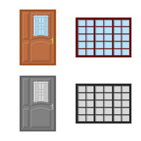 Vector design of door and front symbol. Set of door and wooden stock vector illustration.のイラスト素材