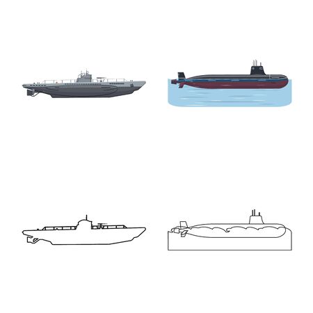 Isolated object of war and ship sign. Collection of war and fleet vector icon for stock.のイラスト素材