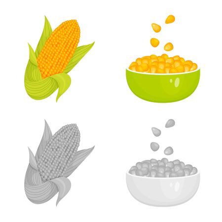 Isolated object of cornfield and vegetable sign. Collection of cornfield and vegetarian vector icon for stock.のイラスト素材
