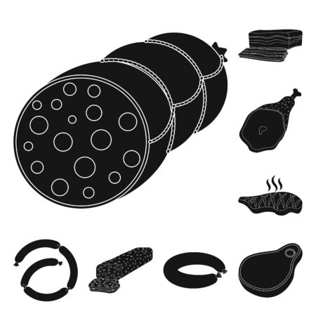 Vector illustration of meat and ham. Collection of meat and cooking stock vector illustration.のイラスト素材