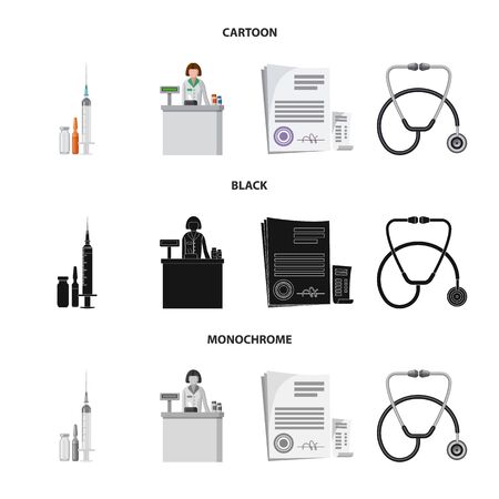 Isolated object of pharmacy and hospital. Set of pharmacy and business stock symbol for web.のイラスト素材