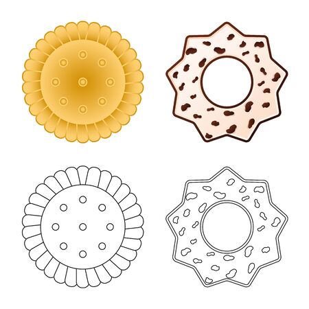 Vector illustration of biscuit and bake sign. Set of biscuit and chocolate stock vector illustration.のイラスト素材