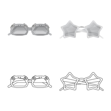 Vector illustration of glasses and sunglasses sign. Collection of glasses and accessory stock symbol for web.のイラスト素材