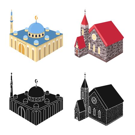 Vector design of temple and historic sign. Collection of temple and faith stock symbol for web.のイラスト素材