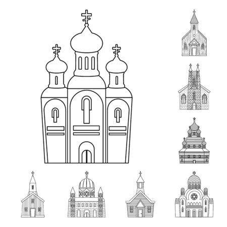 Isolated object of architecture and faith logo. Set of architecture and temple stock symbol for web.のイラスト素材