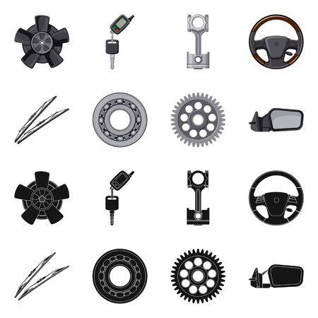 Isolated object of auto and part sign. Collection of auto and car vector icon for stock.のイラスト素材