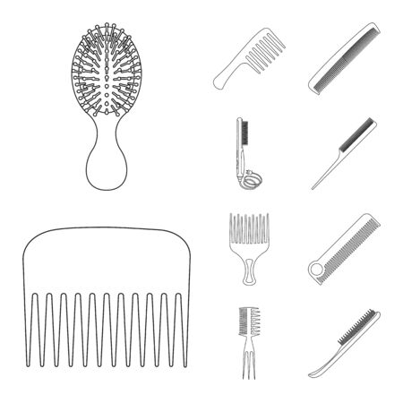 Vector design of brush and hair symbol. Set of brush and hairbrush stock vector illustration.のイラスト素材