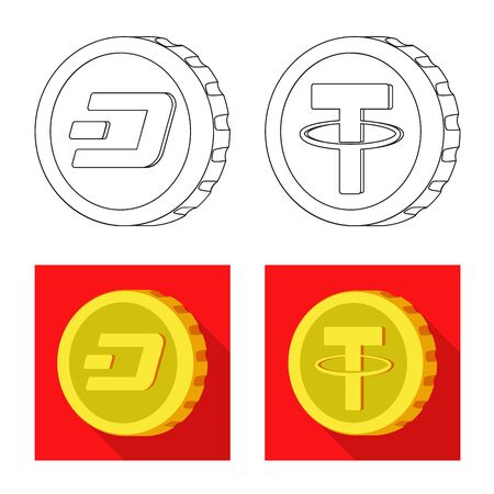 Vector illustration of cryptocurrency and coin sign. Collection of cryptocurrency and crypto stock vector illustration.のイラスト素材