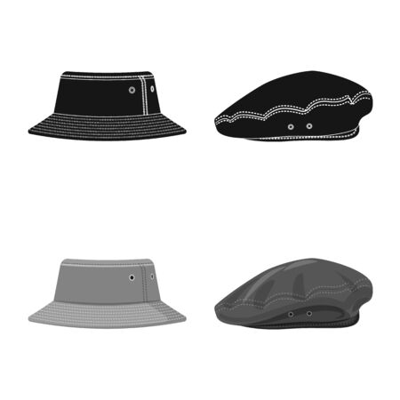 Isolated object of headgear and cap symbol. Set of headgear and accessory stock vector illustration.のイラスト素材