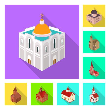 Isolated object of temple and historic icon. Collection of temple and faith vector icon for stock.のイラスト素材