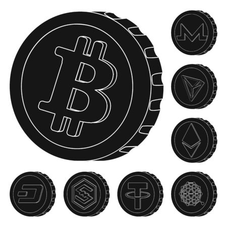 Vector design of cryptocurrency and coin symbol. Set of cryptocurrency and crypto vector icon for stock.のイラスト素材