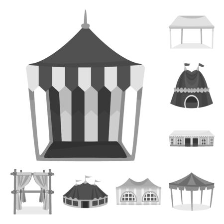 Vector design of outdoor and architecture sign. Collection of outdoor and shelter stock vector illustration.のイラスト素材