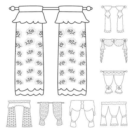 Isolated object of fabric and decoration icon. Set of fabric and cornice stock symbol for web.のイラスト素材