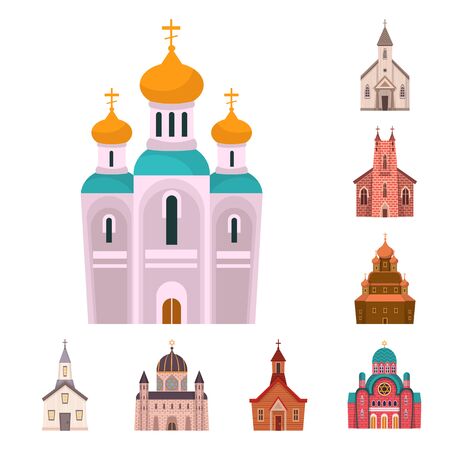 Vector design of religion and building symbol. Collection of religion and faith stock vector illustration.のイラスト素材