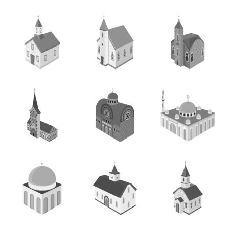 Isolated object of landmark and clergy icon. Collection of landmark and religion stock symbol for web.のイラスト素材